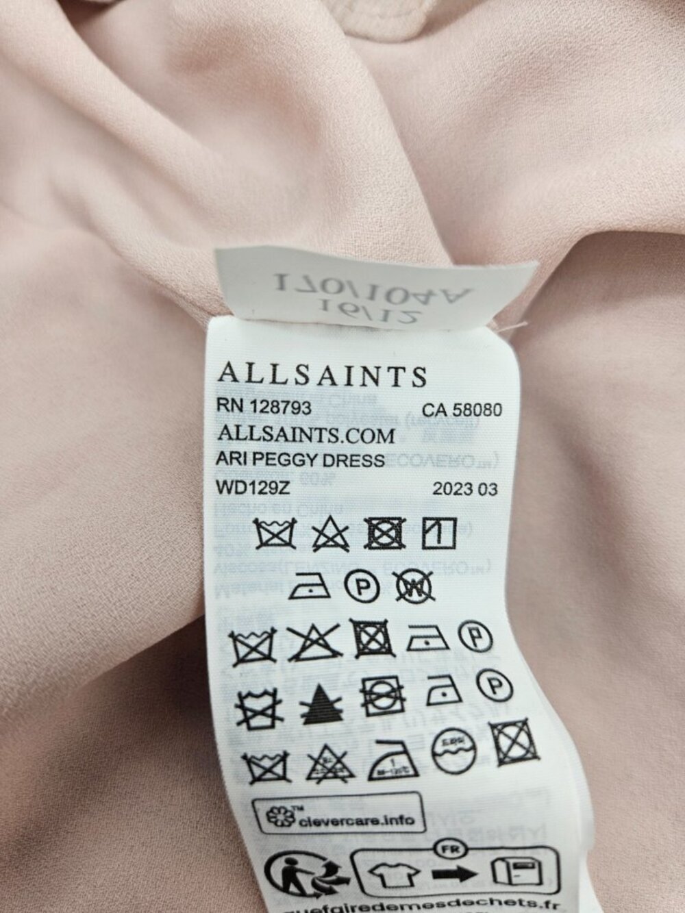 Allsaints Ari Peggy Floral Print Wrap Dress Womens 12 Dusty Pink Crane  Ruffles - Picture 9 of 9